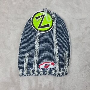 USA Hockey Beanie Hat Cap Mens One‎ Size Blue IIHF Hockey Zephyr Embroidered